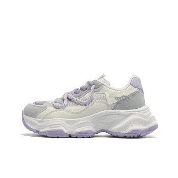 Warrior Chunky Sneakers Durable Breathable Lightweight Low Top Casual Shoes Women's Beige Purple