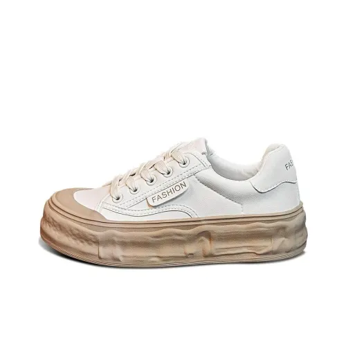 FOXER Skateboard Shoes Women's Low-Top Beige