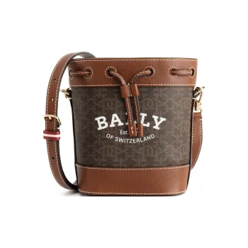 BALLY CLEOH Canvas Leather Bucket Bags Crossbody Bag, Shoulder Bag Women's Brown