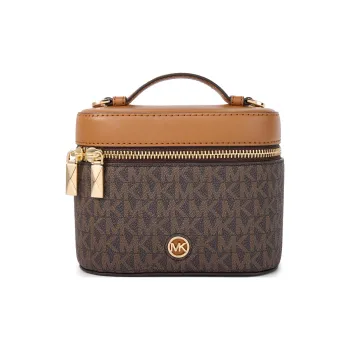 MICHAEL KORS Artificial Leather Bucket Bags Handbag Crossbody Bag Small Size Women's Dark Brown & Acorn Brown