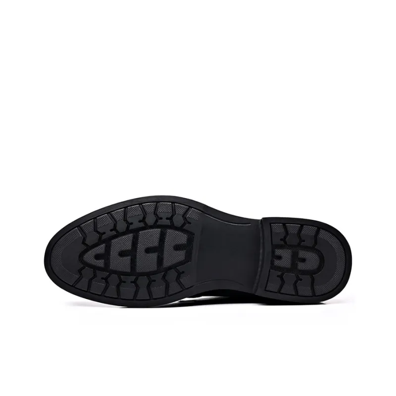 GZZ Dress Shoes Men Low Top Black-4