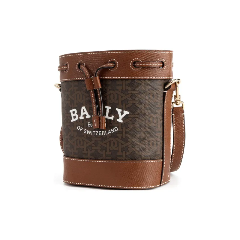 BALLY CLEOH Canvas Leather Bucket Bags Crossbody Bag, Shoulder Bag Women's Brown-1