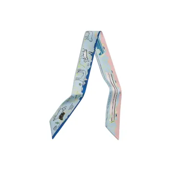 HERMES Silk Scarves Women's Sky Blue