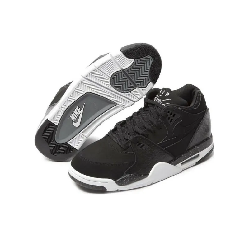 Nike Air Flight 89 Cushioning, Wear Resistant Mid Top Vintage Basketball Shoes Men's Black-2