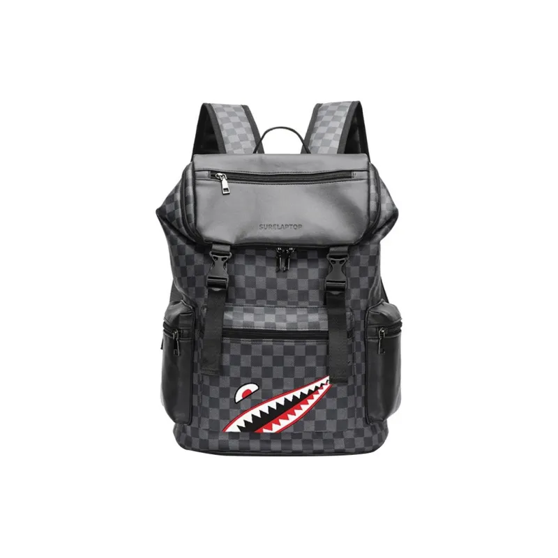 SURELAPTOP PU Laptop Backpack Large Size Unisex Checkerboard-15