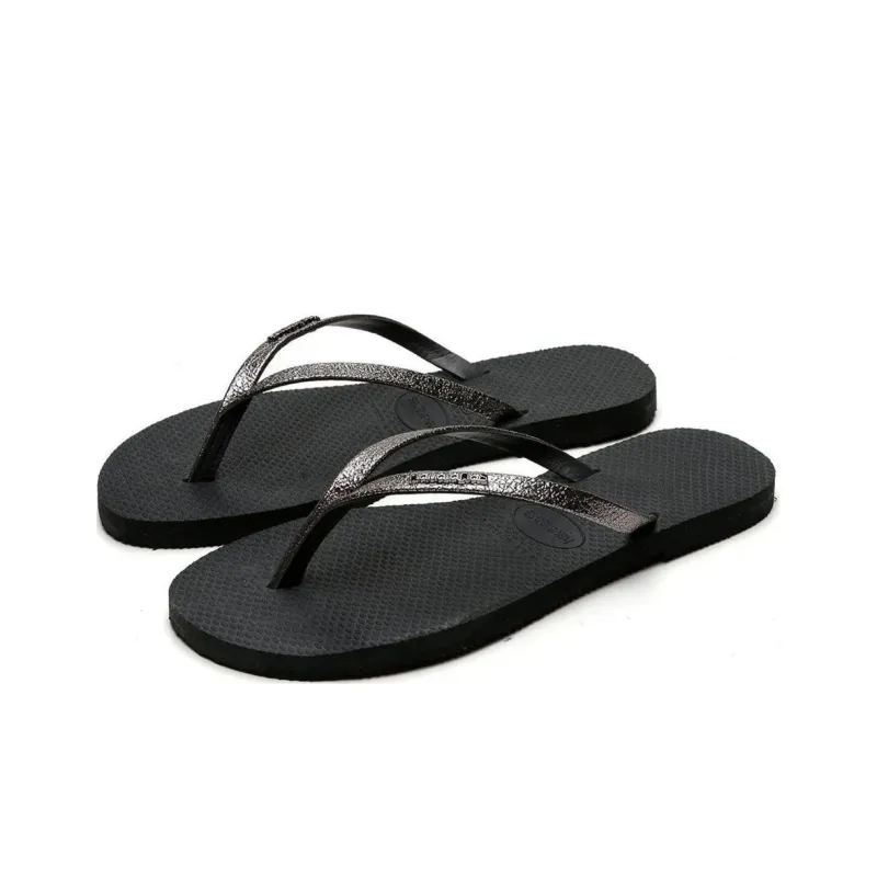 Havaianas Abrasion Resistant Flip Flops Women's Silver Black-2