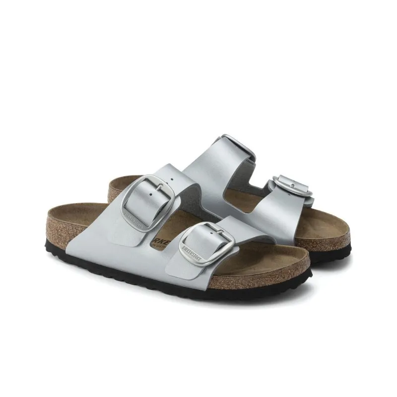 Birkenstock Arizona Big Buckle Slide Slippers Unisex Silver Narrow-2