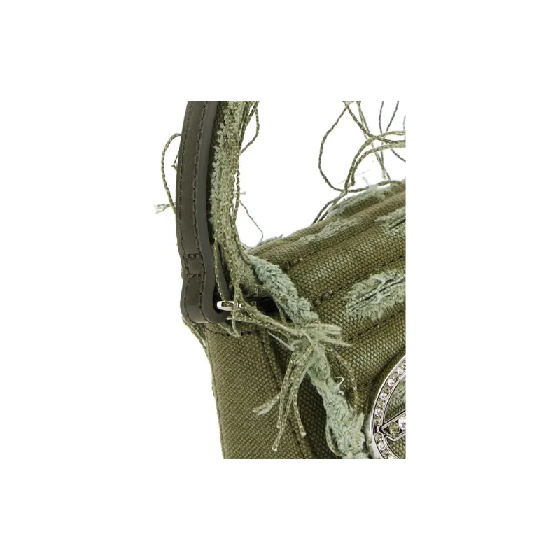 DIESEL Cotton With Cow Leather Handbag Extra Small Women's Green-3