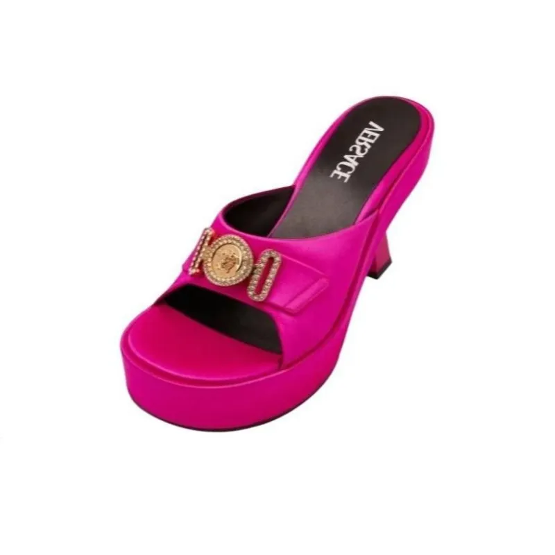 VERSACE Odor-Resistant Slide Slippers Women's Pink-4