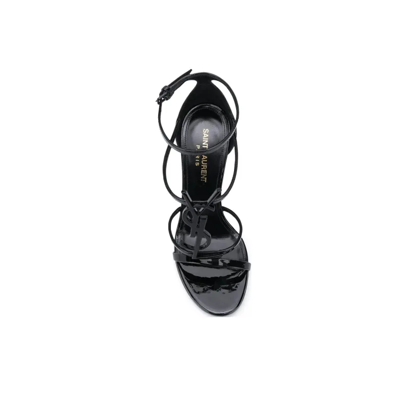 SAINT LAURENT Cassandra One Strap Sandals Women's Black-4