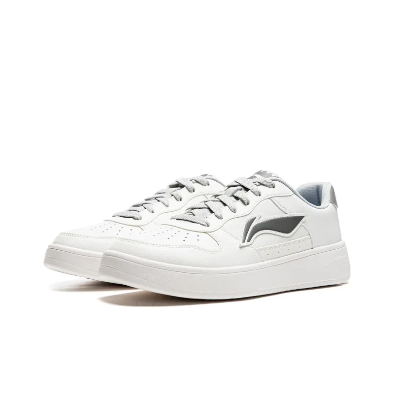 LiNing Pontoon Boats Slip Resistant Cushioning Abrasion Resistant Low Top Skateboard Shoes Men's White Gray-2