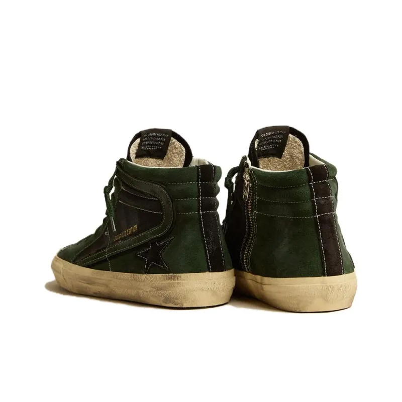 Golden Goose Slide Mid-Top Skateboard Shoes Men's Green-3