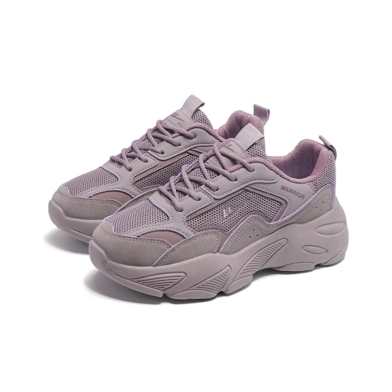 Warrior Trendy Casual Shoes Durable Breathable Lightweight Low-Top Chunky Sneakers Women's Purple-1