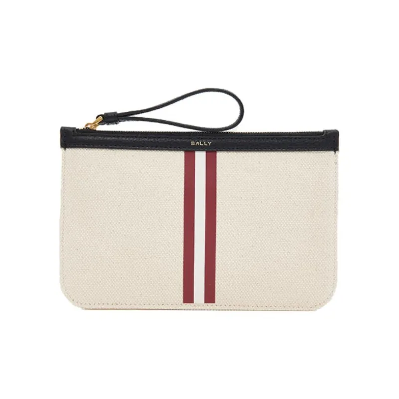 BALLY Fabric Tote Bag Shopping Bag Handbag Large Size Women's Natural & Black & Gold-2