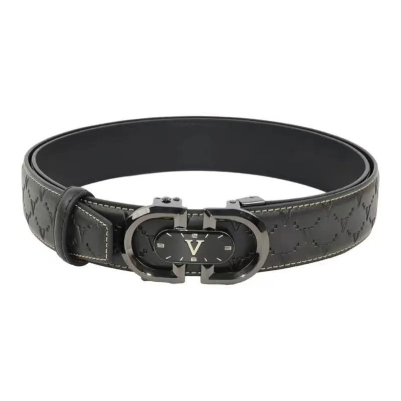 AUGTARLION Vintage Unique Design V Neck Cow Leather Leather Belts Men's Width 3.5CM-3