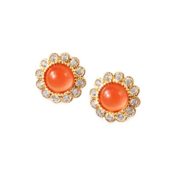 The Heart Is Like A Lotus Southern Red Agate Jade Stud Earrings Unisex