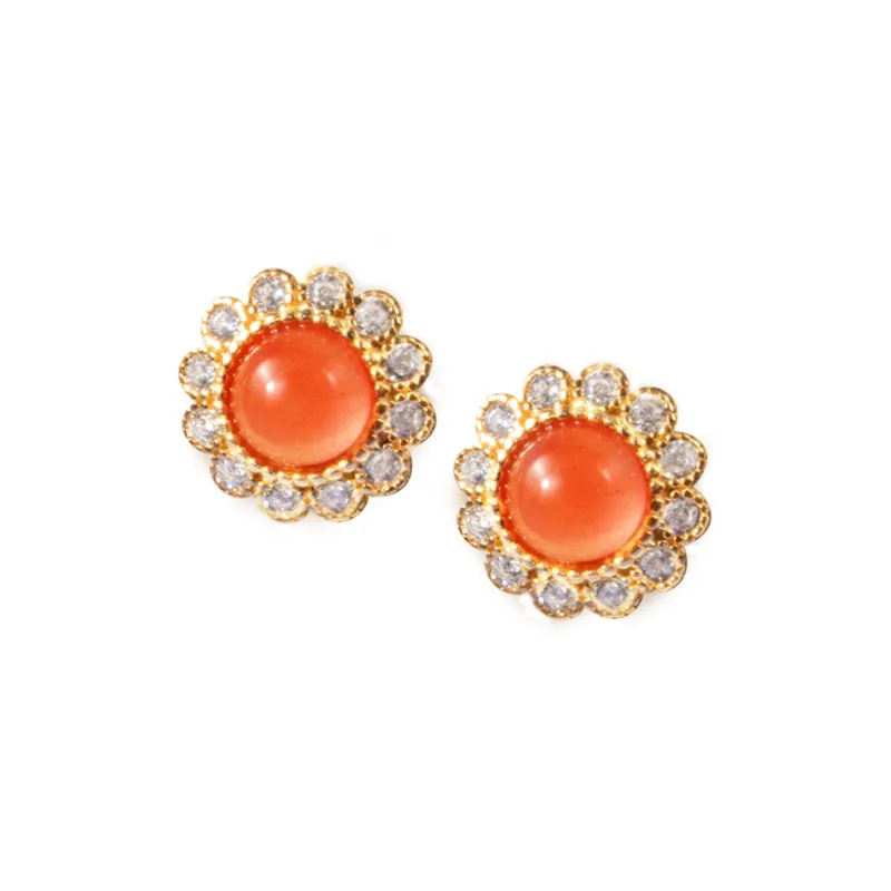 The Heart Is Like A Lotus South Red Agate Jade Stud Earrings Unisex-0