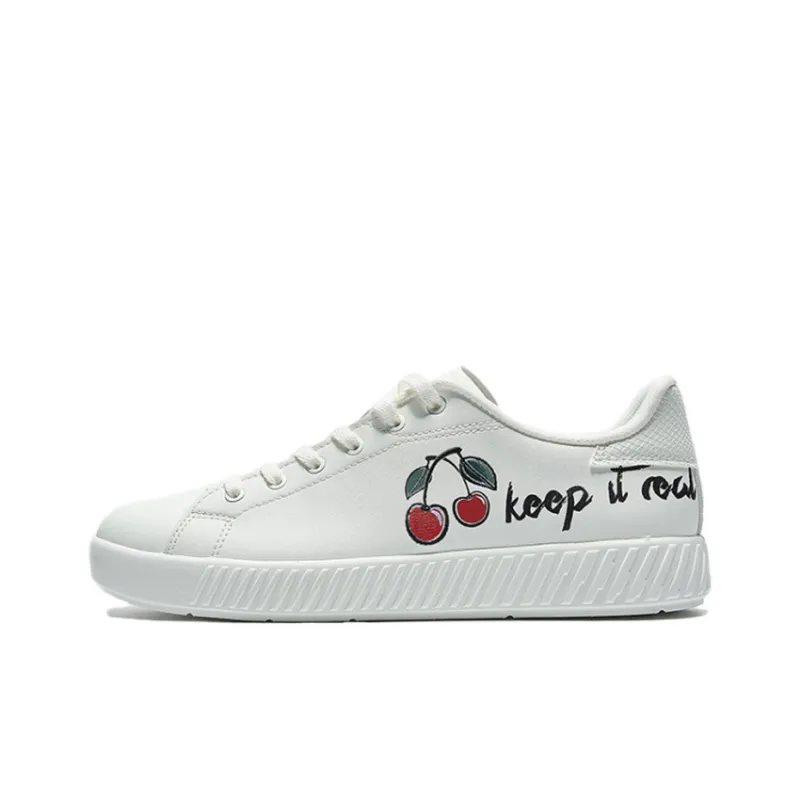 XTEP Skateboard Shoes Women's Low Top White Red-0