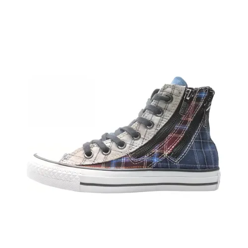 Converse Chuck Taylor All Star Double Zip Hi Red Blue Plaid Women's