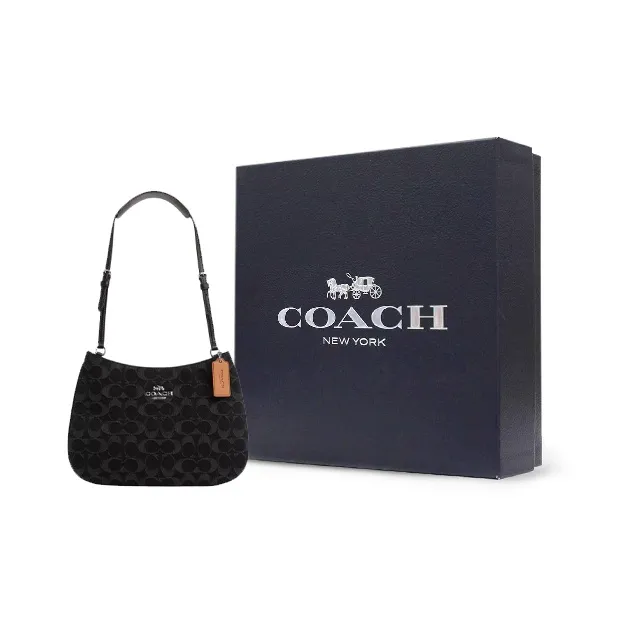 COACH Penelope Denim Handbag Shoulder Bag Women's Silver & Black-6