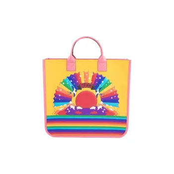 GUCCI Canvas With Leather Tote Bag Shopping Bag Handbag Kids' Orange Yellow/Candy Color/Multicolor