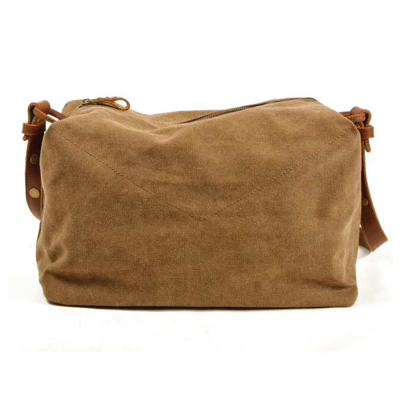 PULUWIRR Cowhide Patchwork Canvas Lightweight Commute Bag Fashion Water Repellent Wear Resistant Travel Bag Unisex-2