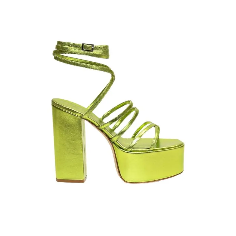 Paris Texas Melena Metallic Ankle Strapped Platform Sandals Women's-1