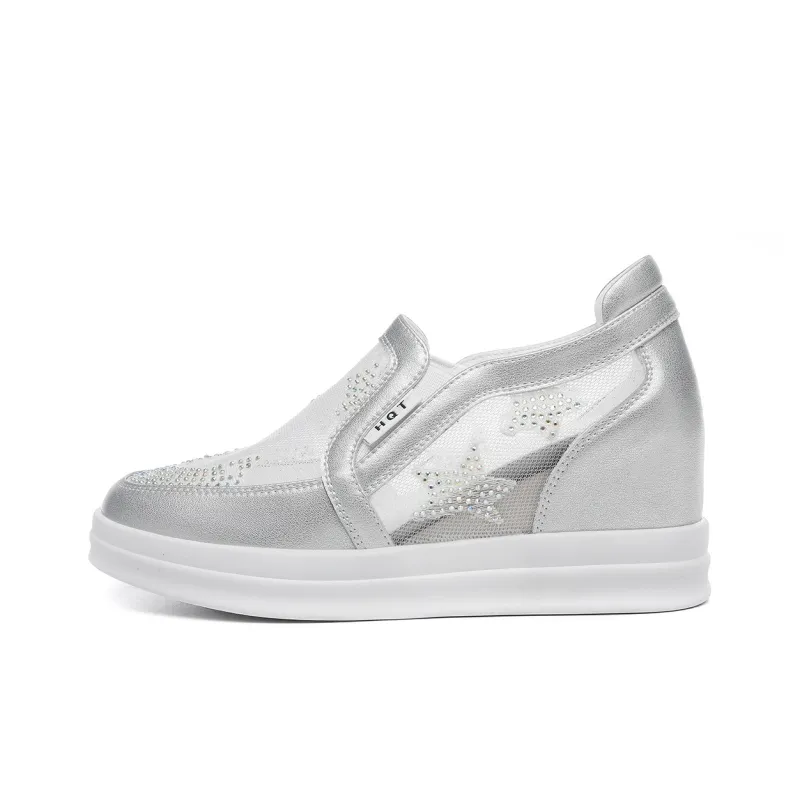 RED DRAGONFLY High Heels Women's Low Top Silver-2