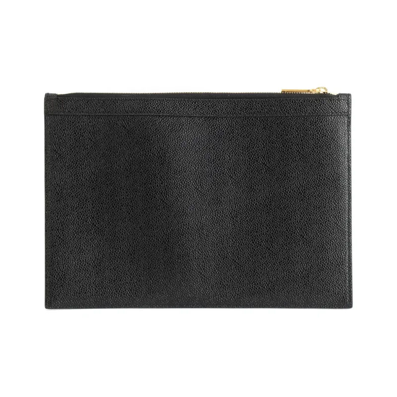 THOM BROWNE Logo Printed Zipped Clutch Bag-2