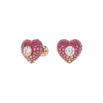 Swarovski Synthetic Cubic Zirconia Faux Crystal Rose Gold Tone Plated Stud Earrings Women's Pink