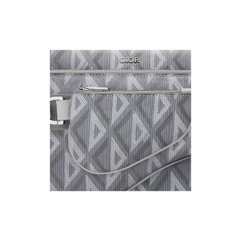 DIOR CD Diamond Canvas Crossbody Bag Shoulder Bag Men's Gray-5