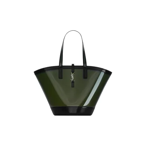 SAINT LAURENT Leather Bonded With Polyurethane Handbag Medium Size Women's Black & Mint Green