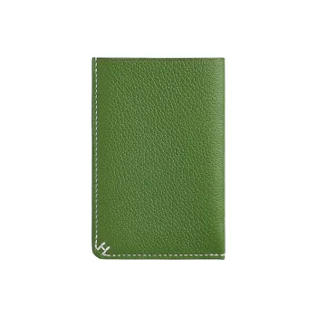 HERMES H Sellier Evercolor Leather Card Holder Men's A8 Yuka Ribbon Green