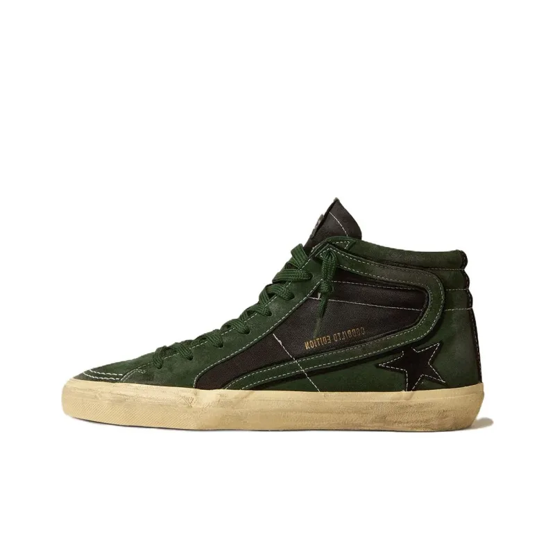 Golden Goose Slide Mid-Top Skateboard Shoes Men's Green-0