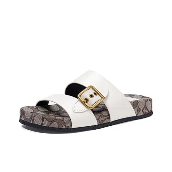 COACH Rubber Sole Odor-Resistant Slide Slippers Women's White