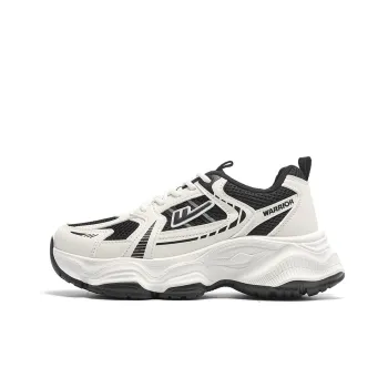 Warrior Chunky Sneakers Durable Breathable Lightweight Low-Top Casual Shoes Women's White Black