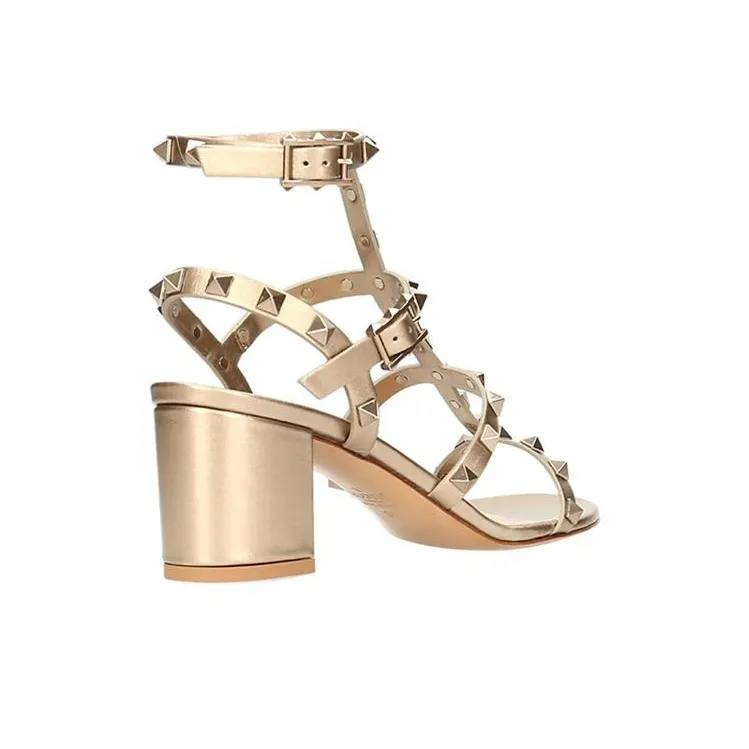 Valentino Rockstud One Strap Sandals Women's Rose Gold-3