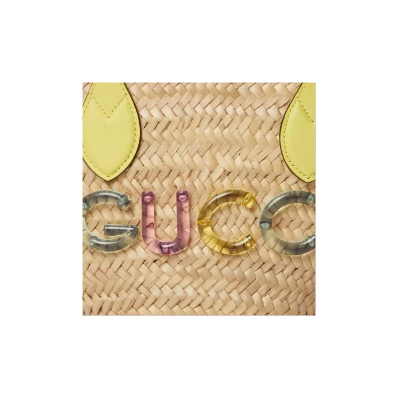 GUCCI Natural Woven Grass Tote Bag Shopping Bag Shoulder Bag Handbag Mini Unisex Beige-7