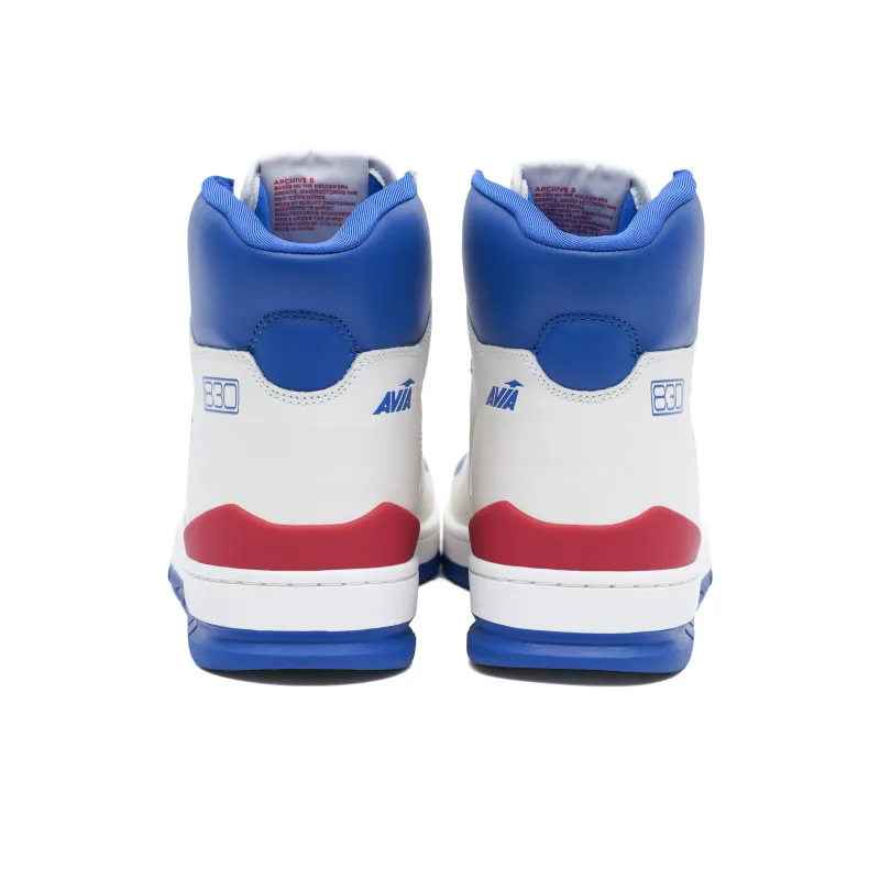 AVIA 830 Series Anti Slip Wear Resistant High Top Vintage Basketball Shoes Men's White Red Blue-4