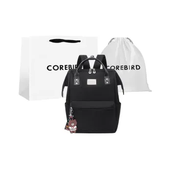 CORE BIRD Oxford Mommy Backpack Regular Women's Black/Black & Pink/Colorful Circle