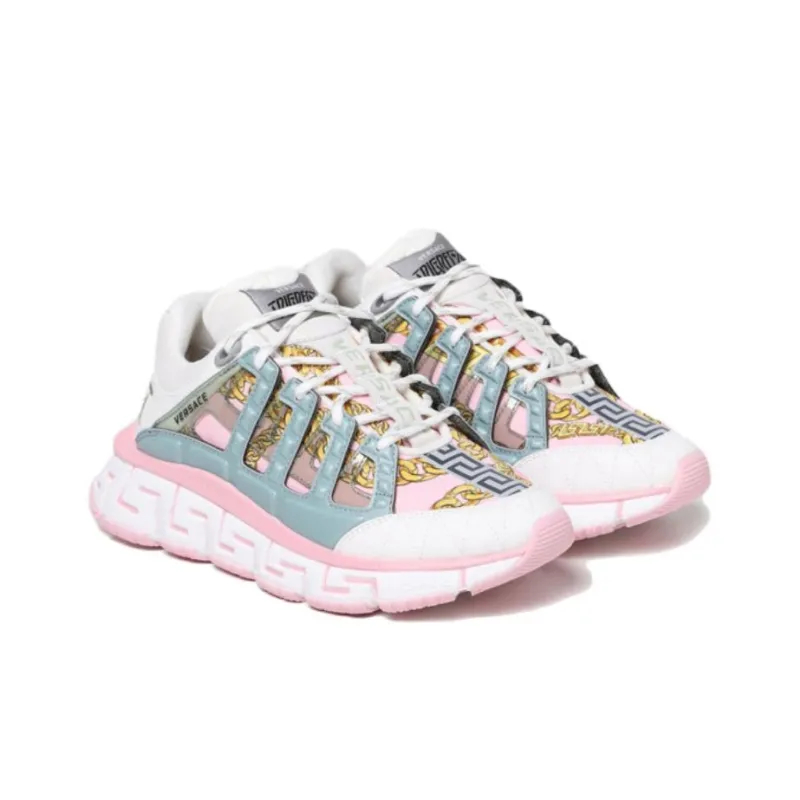 VERSACE Trigreca Chain Print White Pink Green Women's-2