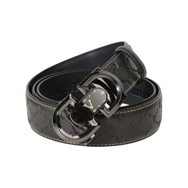 AUGTARLION Vintage Unique Design V Neck Cow Leather Leather Belts Men's Width 3.5CM-2
