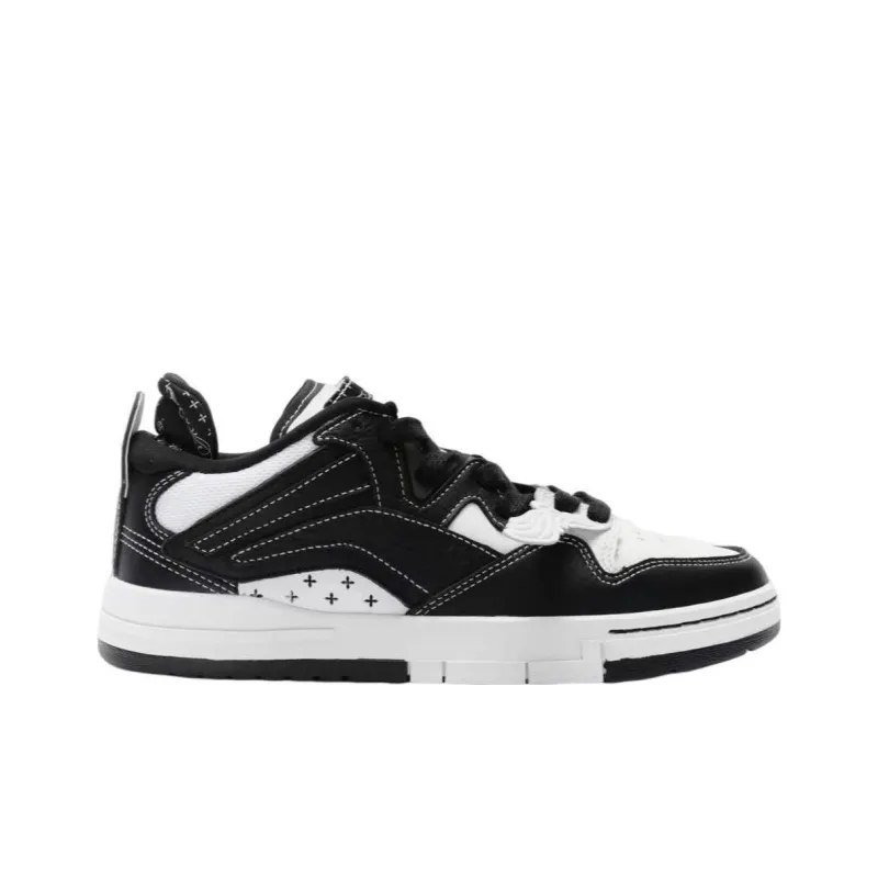 SMFK x LiNing Wave Pro Coverage Anti Slip And Wear Resistant Low Top Skateboard Shoes Women's Black White-1