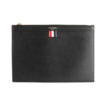 THOM BROWNE Logo Printed Zipped Clutch Bag