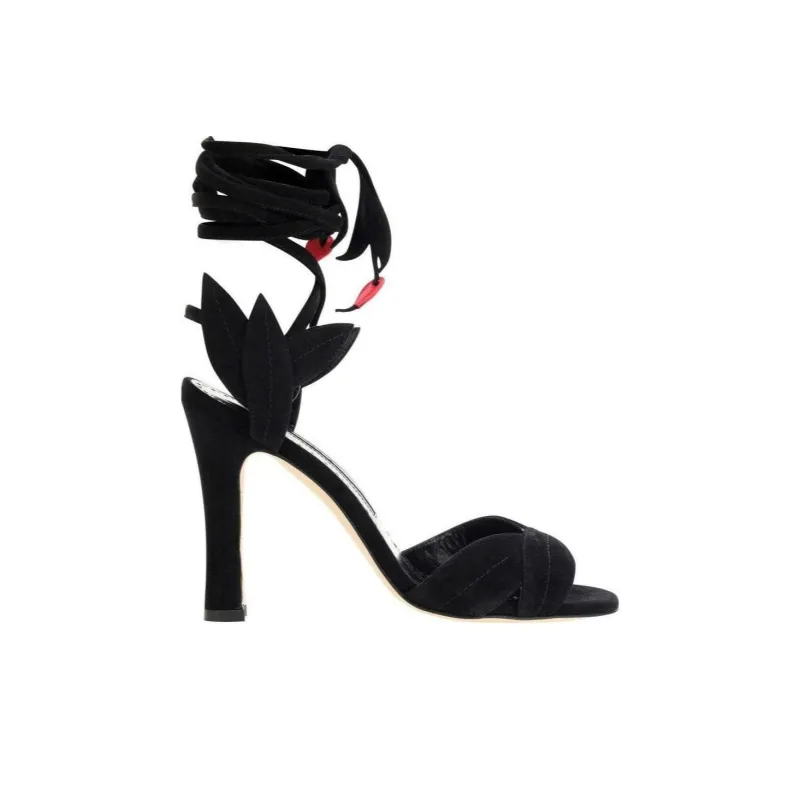 MANOLO BLAHNIK One Strap Sandals 10.5cm Women's Black-1