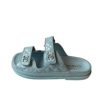 CHANEL Slide Slippers Women's Blue