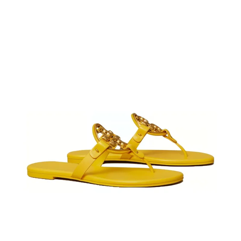 TORY BURCH Miller Soft Logo-plaque Leather Slides-2