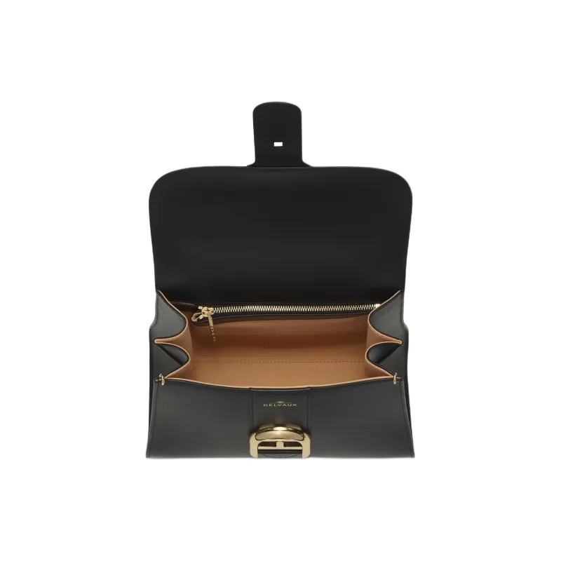 Delvau Calfskin One Shoulder Handbags Women's Black-3