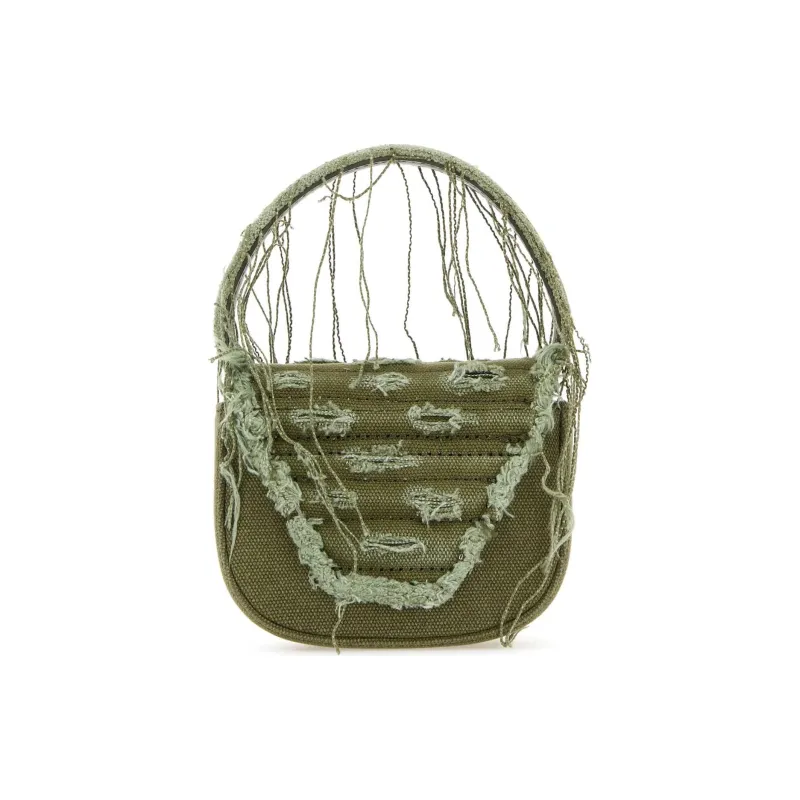 DIESEL Cotton With Cow Leather Handbag Extra Small Women's Green-2