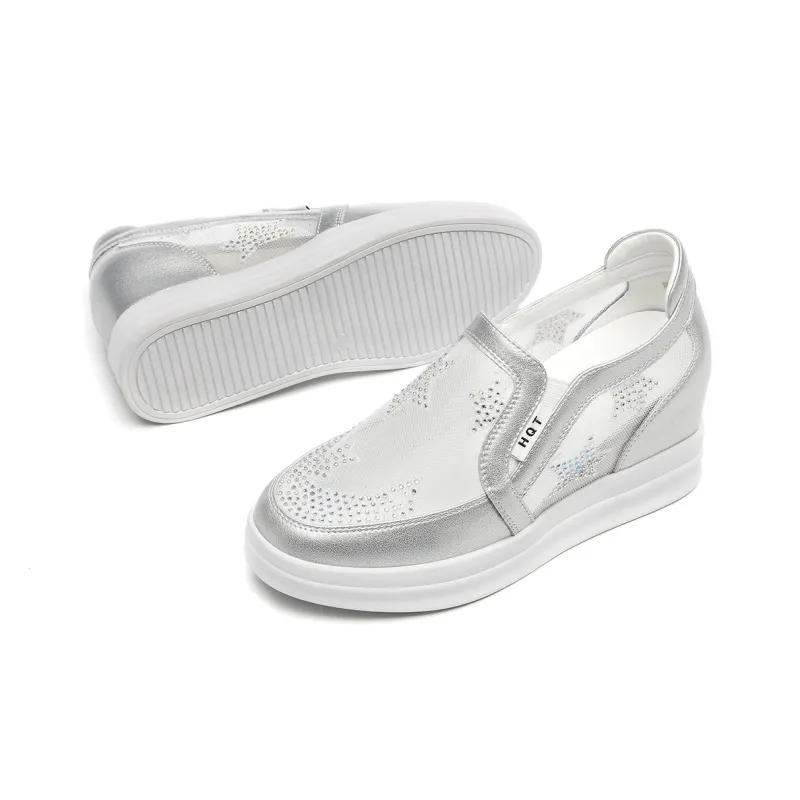 RED DRAGONFLY High Heels Women's Low Top Silver-3